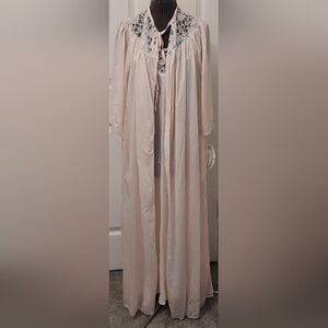 Vintage Avon Private Treasures Lingerie Pink Nightgown/Robe Lace Sheer Small
